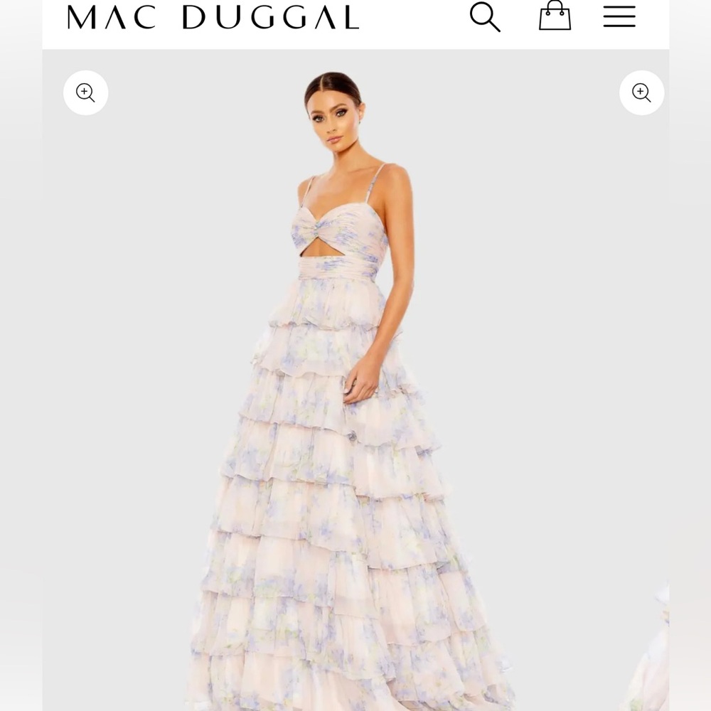 Mac Duggal Pink Floral Gown style # 67966 color Violet Multi